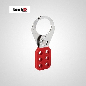 red vinyl coated 38mm steel hasp lockout